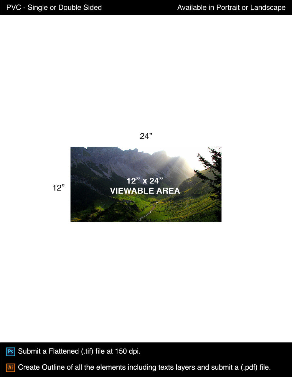 PVC - 24" x 12" - Single Sided