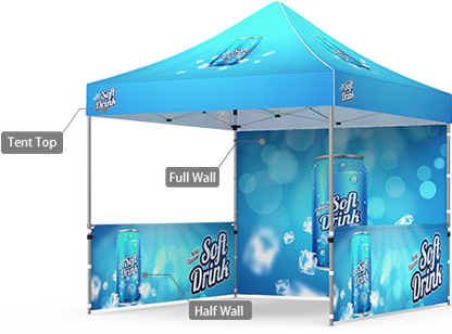 Package B2 - Canopy 10x10 with Double Sided Backwall and 2 Half Walls - FREE  SHIPPING