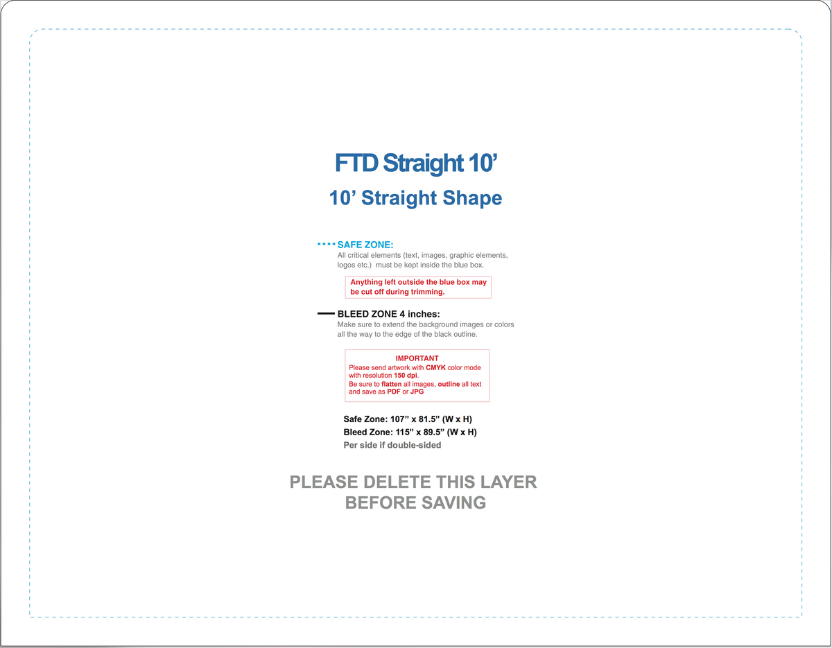 FTD 10 ' Straight - Single Sided Hardware + Fabric + Carry Case