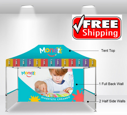 Package B - Canopy 10x15 with Single Sided Backwall and 2 Half Walls - FREE  SHIPPING